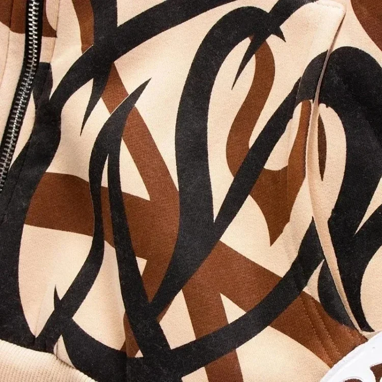 Velvet Zipper Sweatshirt Hip-hop Street Ins Star Travis Scott Thorns All Over Print