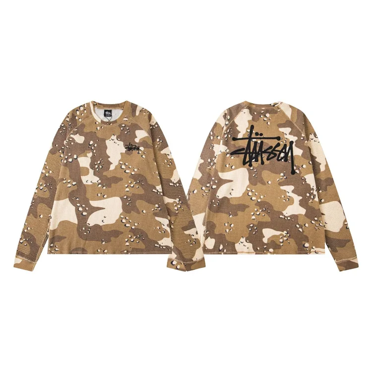 Logo design washed raglan sleeves waffle long T