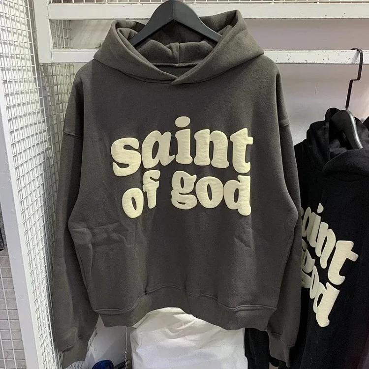 Foam printed sweatshirts for men and women, trendy brand hoodies for couples