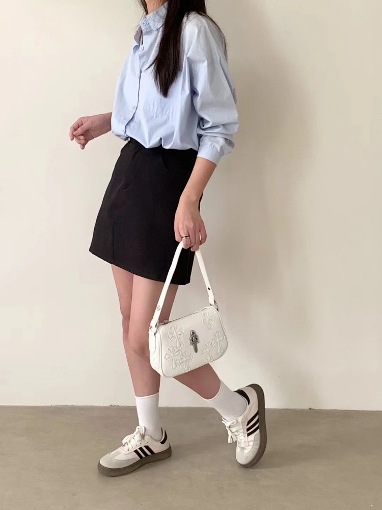 Chrome Hearts Retro High-end Lychee Patterned Shoulder Bag