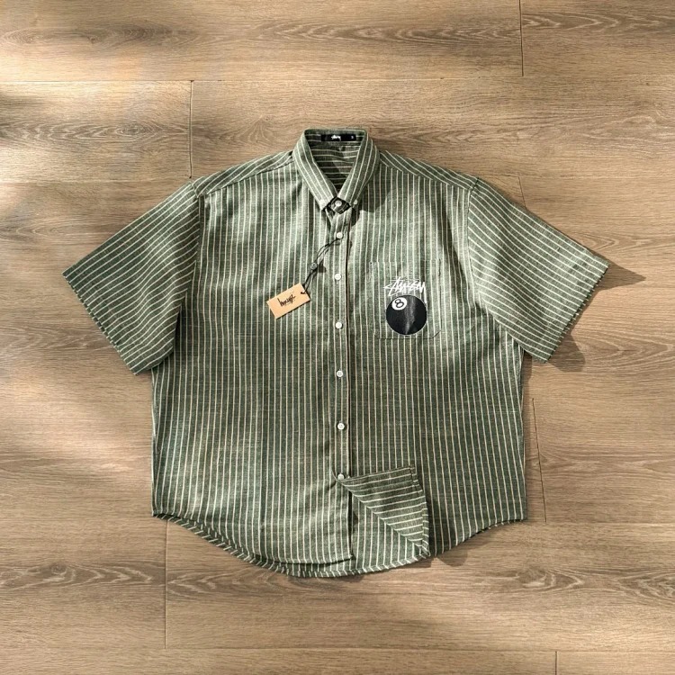 Stussy Spring and Summer Light Style Classic Striped Printed Short-sleeved Shirt, for T-Shirt