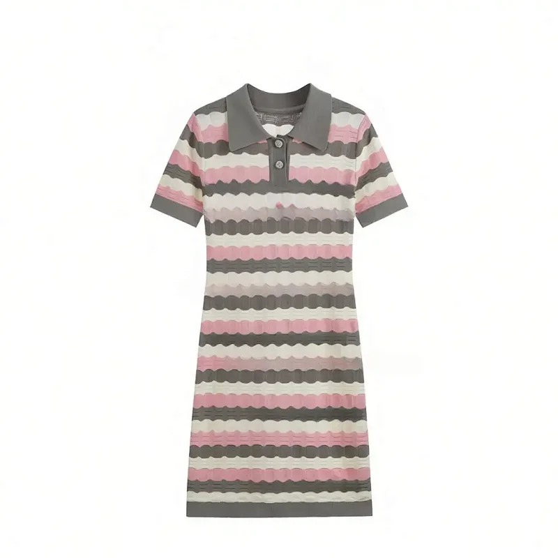 Skirt Summer New Socialite Small Fragrant Style Striped French Knitted Dress