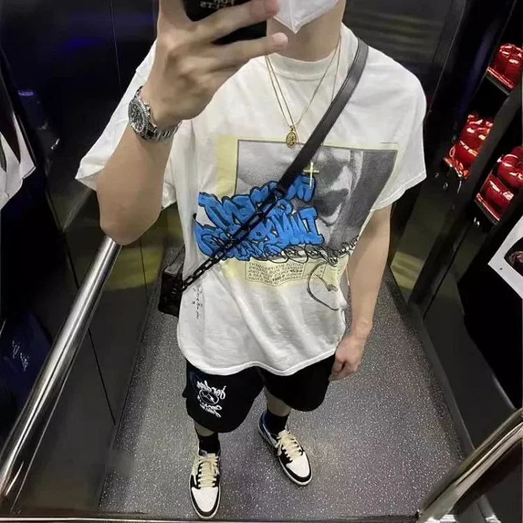 2024 new heavyweight Travis Scott Cactus Jack letter foam short-sleeved T-shirt tee for men and women