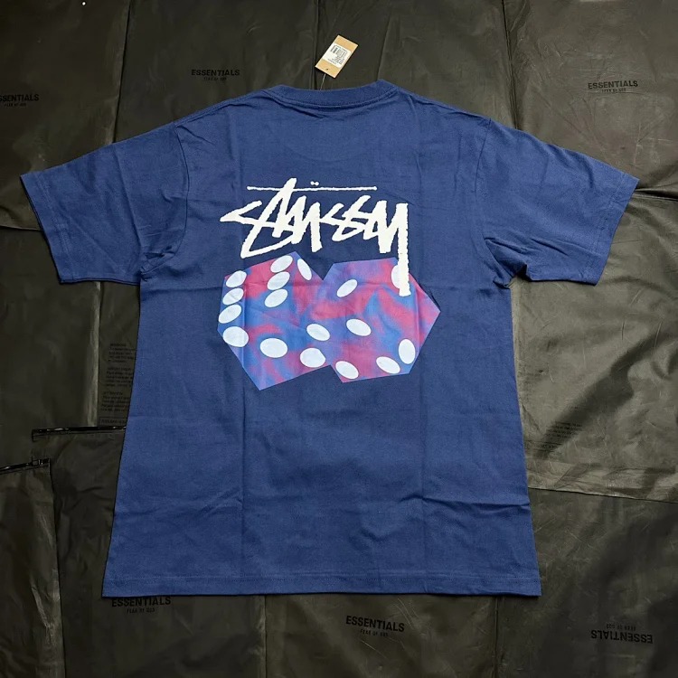 24ss Stussy Colorful Dice Pattern Round Neck Printed Short-sleeved Stussy Originated From the T-Shirt