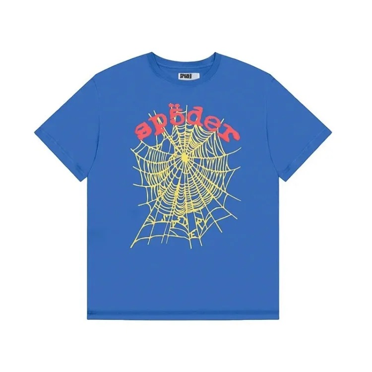 Spider web print summer loose and trendy short-sleeved T-shirt for men and women couples