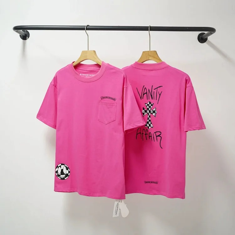 CH cross print round neck cotton men's trendy T-shirt