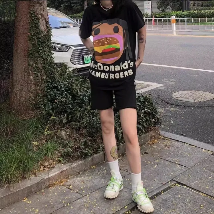 Travis Scott Cactus jack X CPFMgCJ joint model foam hamburger mouth pattern short-sleeved T