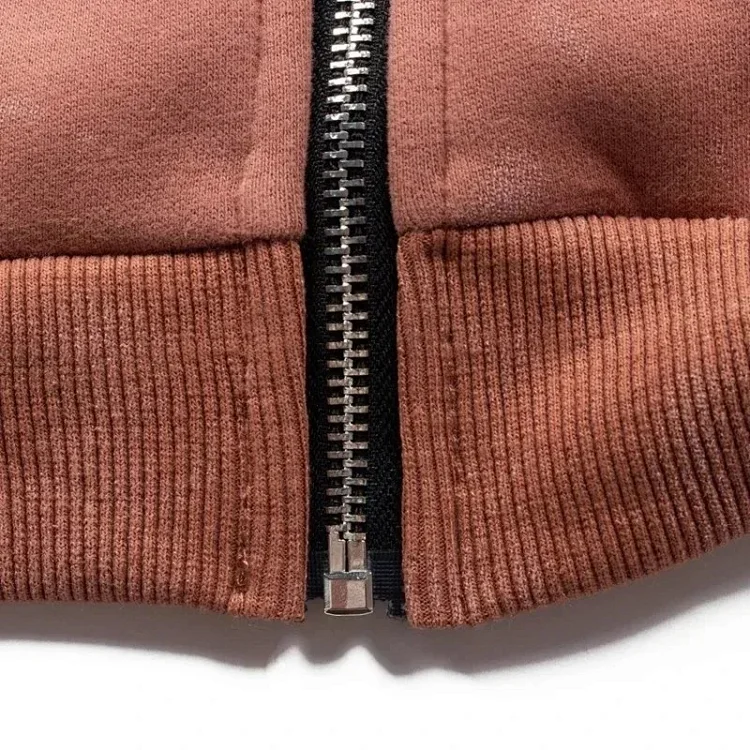Velvet Zipper Sweatshirt, , Trendy, , Retro, Distressed, Mud-dyed Niche, Travis Scott Tour