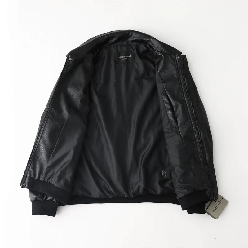 Balenciaga Simulated PU Leather Jacket with Loose Fit