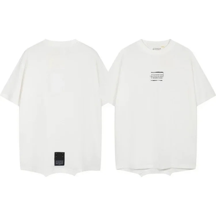 Summer loose letters MM6 embroidered label printing same style for men and women couples