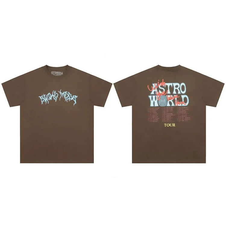 Travis Scott ts Cactus Jack shirt Fujiwara Hiroshi lightning joint TS men's and women's short-sleeved T-shirt