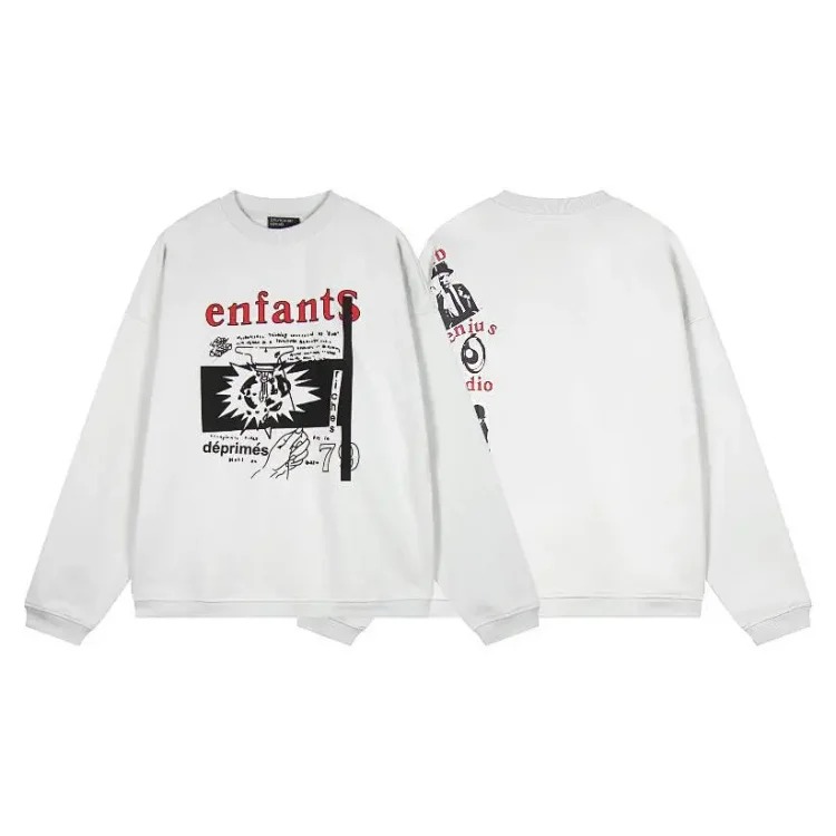 ERD Melancholy Rich Second Generation Washed and Distressed Letter Printed Hooded Sweatshirt