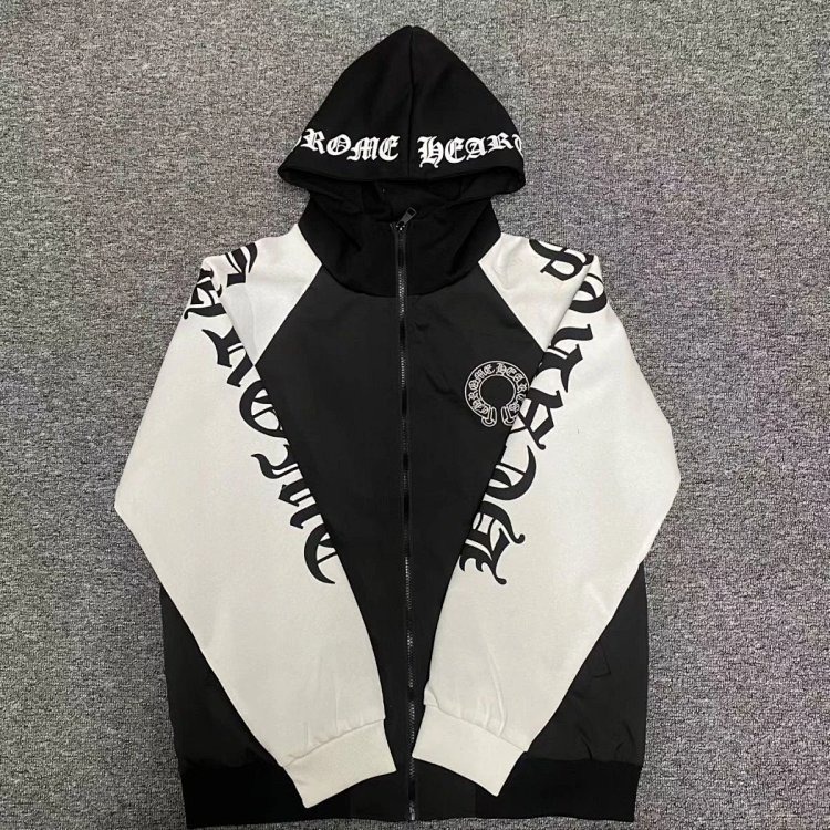 Chrome Hearts Light Luxury Sanskrit Printed Cardigan Hooded Jacket Men's Top Long Sleeved