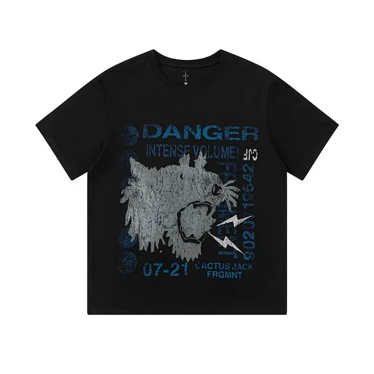 2024 heavyweight Travis Scott Cactus Jack tiger head letter print short-sleeved T-shirt tee for men and women