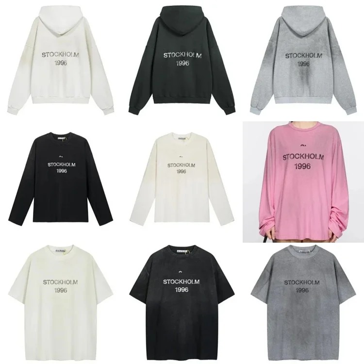 AC washed distressed printed 1996 short-sleeved sweatshirt hoodie