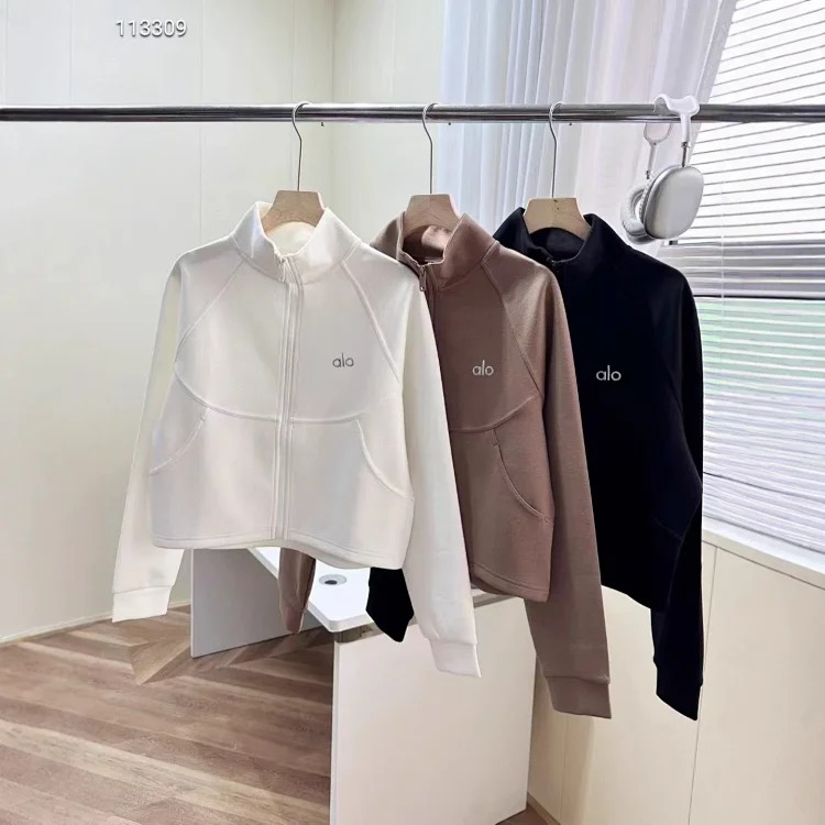 Women's Yoga Sports Coat Loose Stand-up Collar Cardigan Zipper Sweatshirt Running Fitness Yoga Jacket