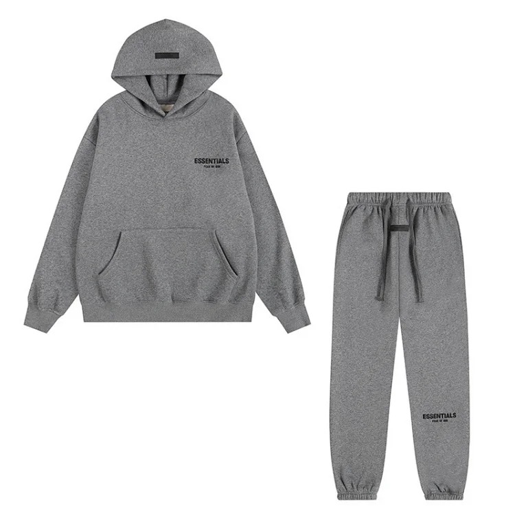 New FEAR OF GOD ESSENTIALS flocked letter men and women casual loose plus velvet hooded sweatshirt trendy