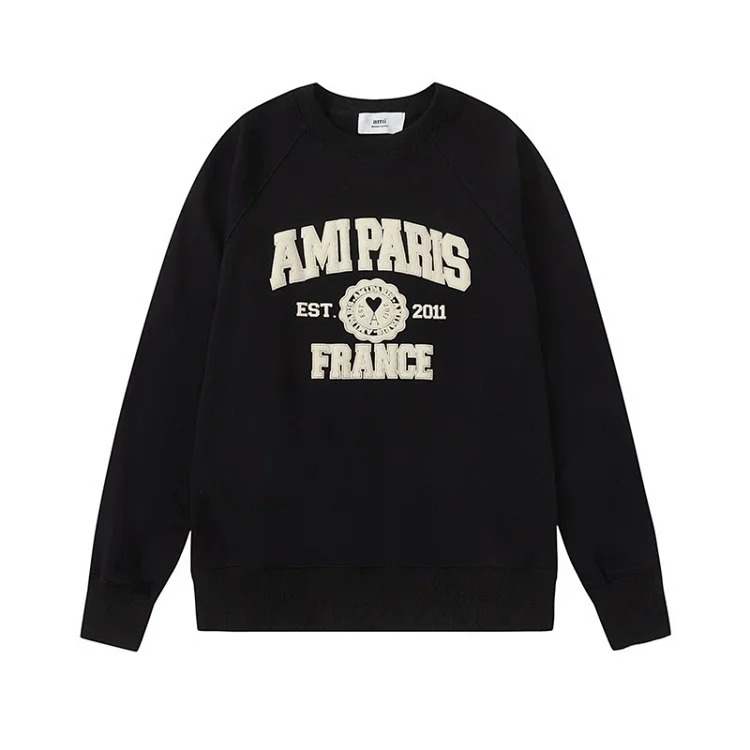 Letter love foam printed hooded sweatshirt for men and women round neck pullover sweatshirt