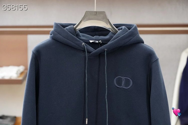 DiorDior classic CD embroidered hooded pure cotton men's fashionable casual hooded sweatshirt