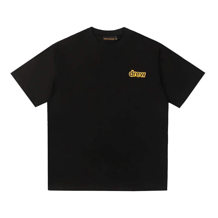 DREW HUOSE Summer classic Justin Bieber matching smiley face pattern round neck versatile T-shirt for couples