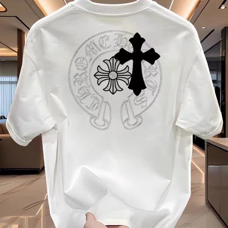 Chrome Hearts Cross Sanskrit Light Luxury Short Sleeve T-shirt for , CH Short