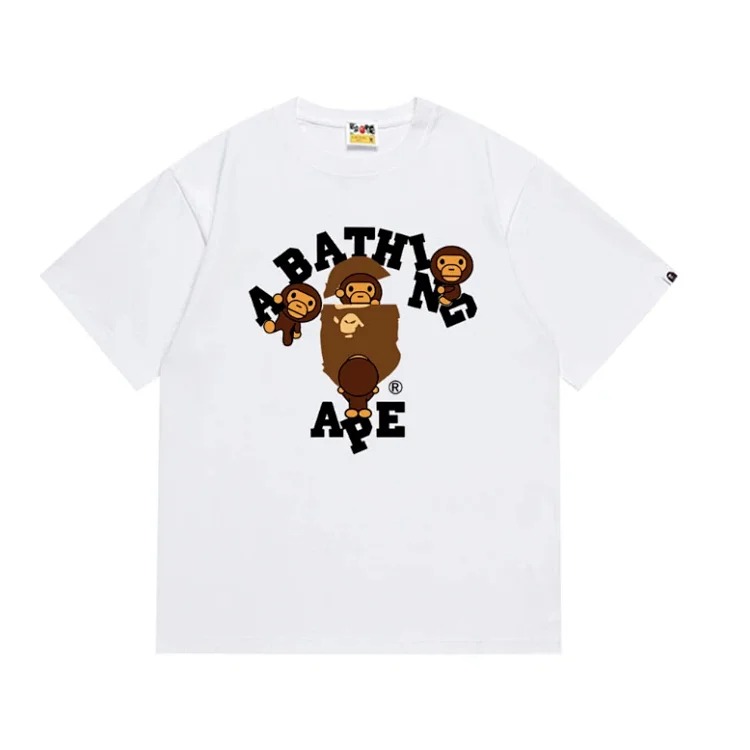 Ape head little monkey camouflage men's and women's short-sleeved round neck T-shirt for men