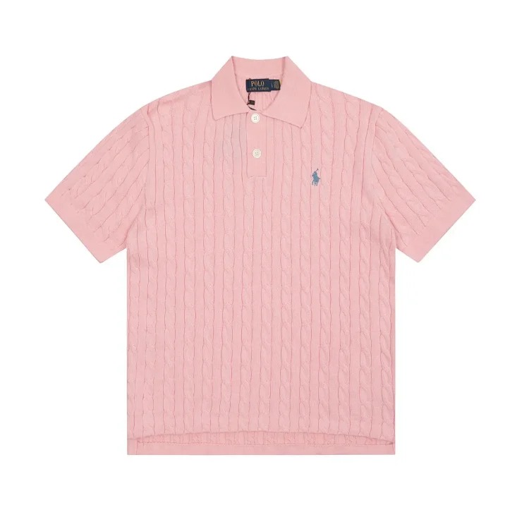 Horse label POLO lapel knitted short-sleeved small twist lapel T-shirt