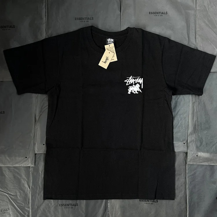 Original Made Stussy Lion Pattern Round Neck Printed Short Sleeve Stussy Originated From T-Shirt