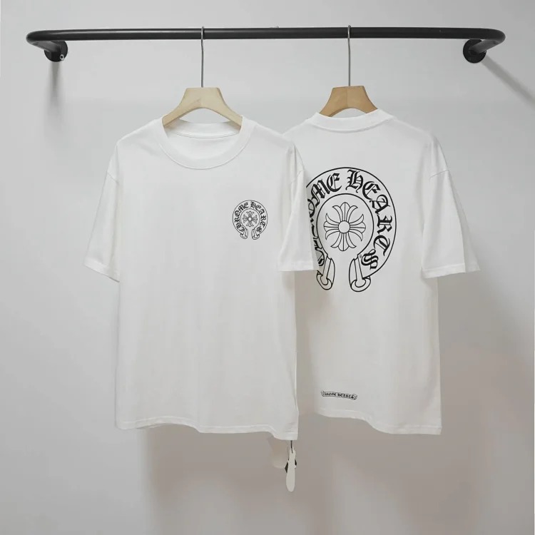 CH cross print round neck cotton men's trendy T-shirt