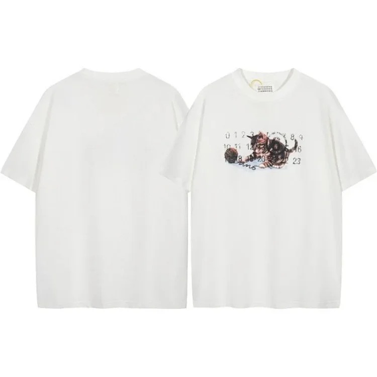 Summer loose letters MM6 embroidered label printing same style for men and women couples