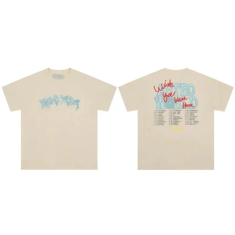 Travis Scott ts Cactus Jack shirt Fujiwara Hiroshi lightning joint TS men's and women's short-sleeved T-shirt