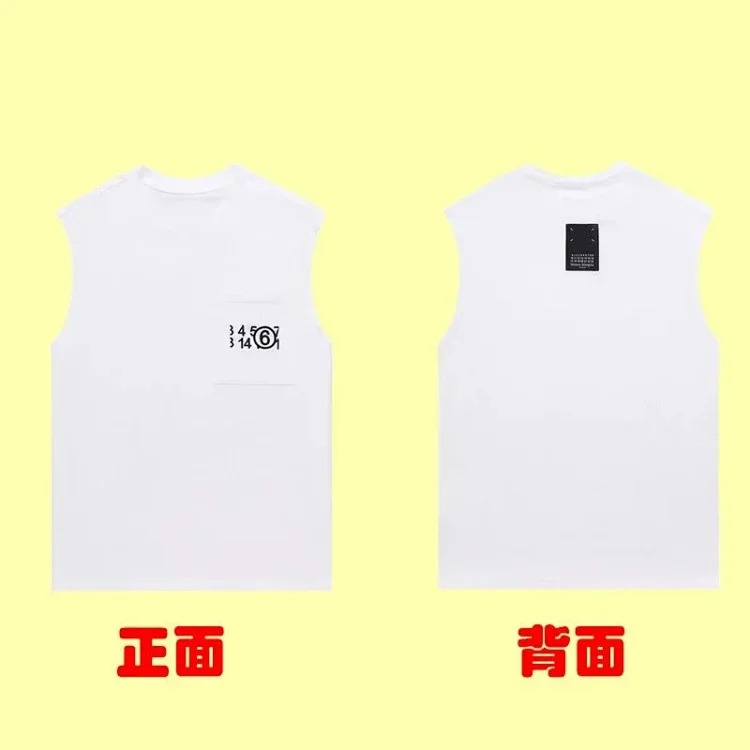 Summer loose letters MM6 embroidered label printing same style for men and women couples