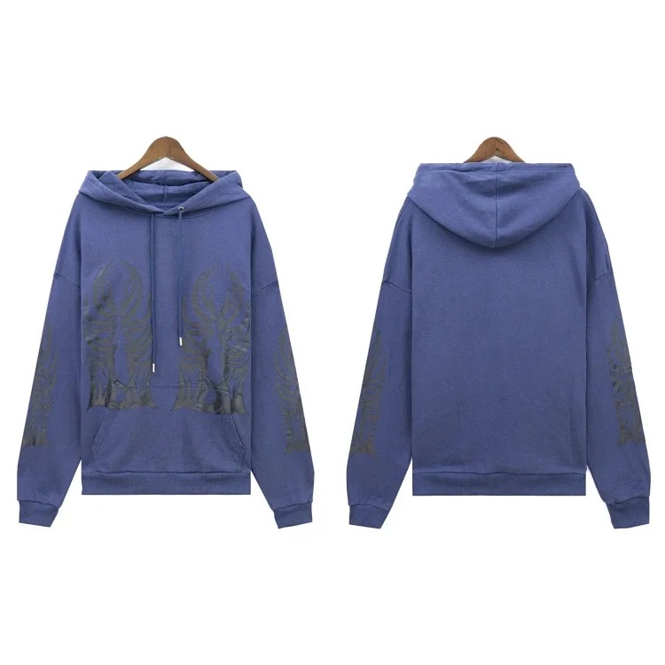 Washed distressed heavy industry print suit retro hooded sweatshirt
