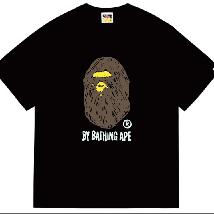 Ape head little monkey camouflage men's and women's short-sleeved round neck T-shirt for men