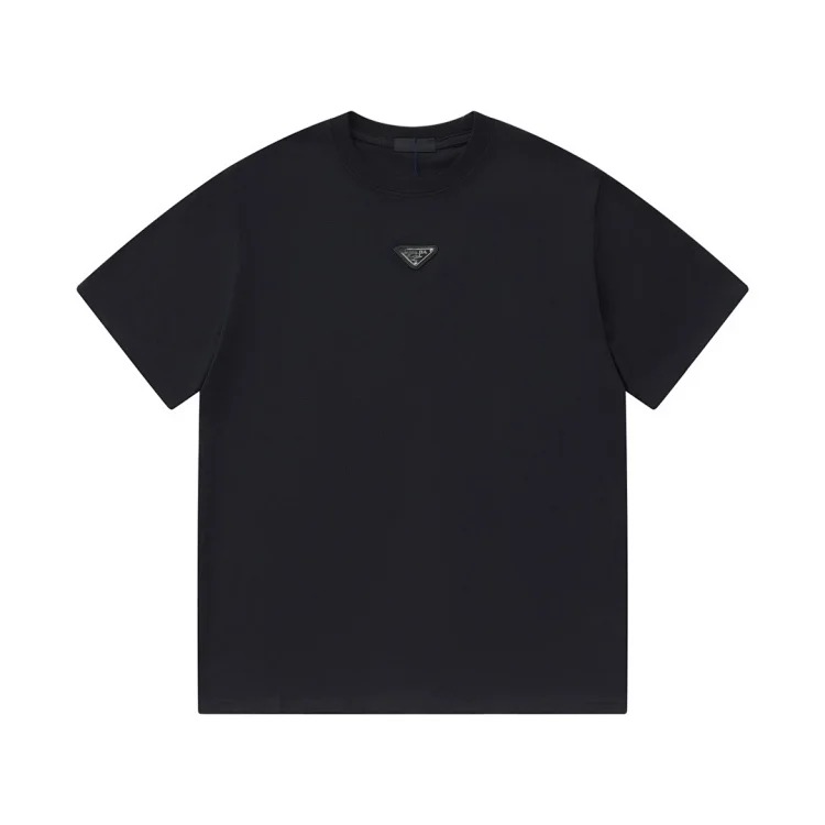 Metal triangle logo series style P short-sleeved T-shirts for men and women