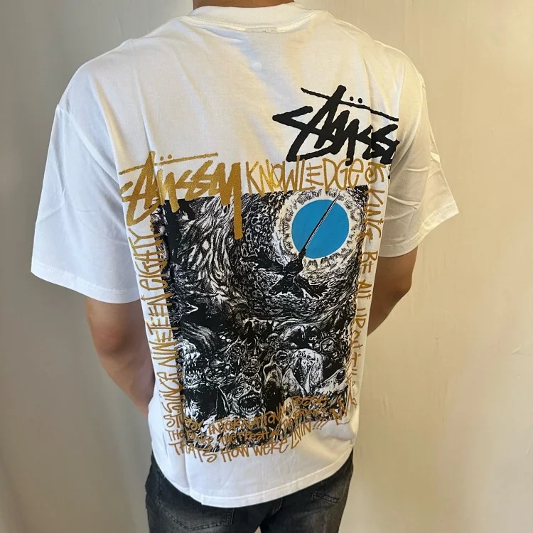 Qiwujia Stussy Crow Is Coming Luminous Fluorescent Short-sleeved Cleanfit Popular 260g Heavy T-Shirt