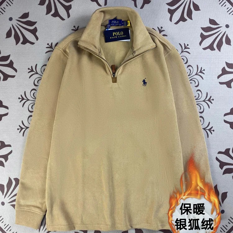 Half-zip loose sweatshirt men's polo couple sweatshirt women's retro long-sleeved lapel