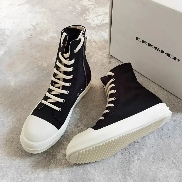 RICK OWENS RO multi-line drkshdw multi-line horizontal stripe satin high-top large Converse