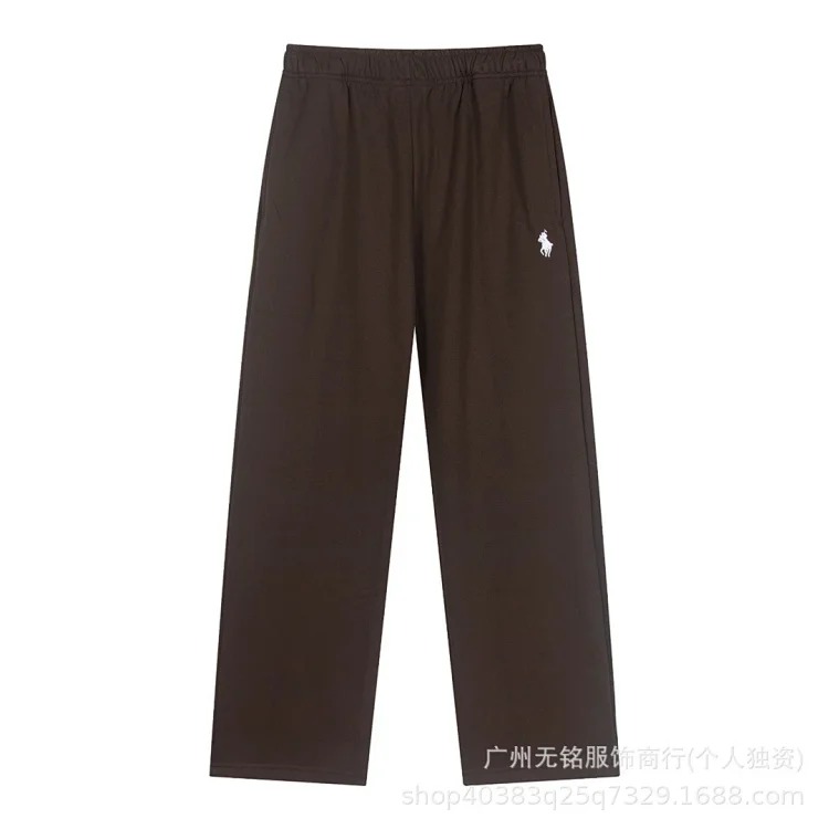 Ralph Lauren Pony Embroidered Tie Elastic Waist Casual Men's and Women's Heavyweight Straight Sweatpants