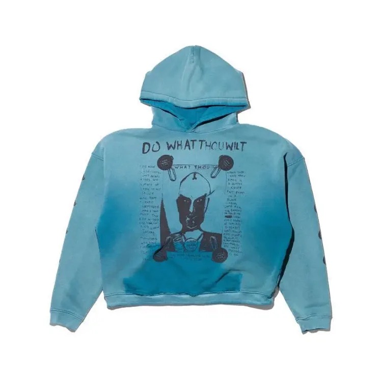 ERD Melancholy Rich Second Generation Washed and Distressed Letter Printed Hooded Sweatshirt