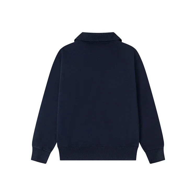 Straight fit loose fit half zip stand collar sweatshirt