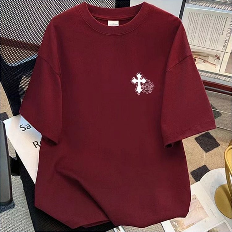 Chrome Hearts Cross Sanskrit Light Luxury Short Sleeve T-shirt for , CH Short