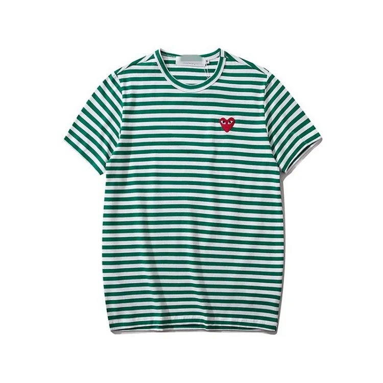 plaLove embroidered short-sleeved pure cotton red heart eyes couple T-shirt