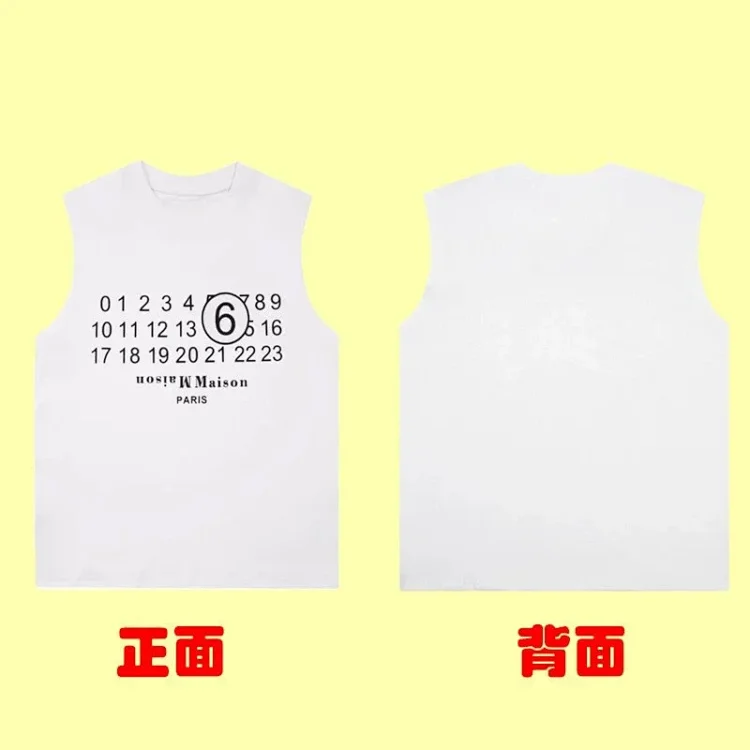 Summer loose letters MM6 embroidered label printing same style for men and women couples