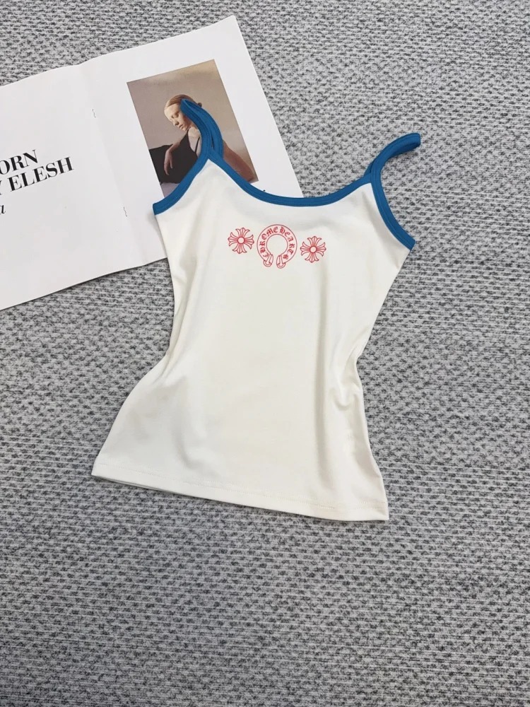 Vest Slim Summer Slim Version Pure Desire Sling Print Contrast Color Correct