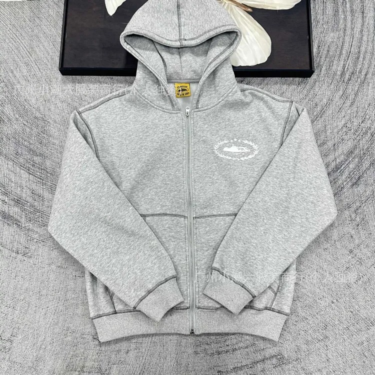 Corteiz Alcatraz retro print beauty high street loose cardigan hooded sweatshirt casual trousers suit for men