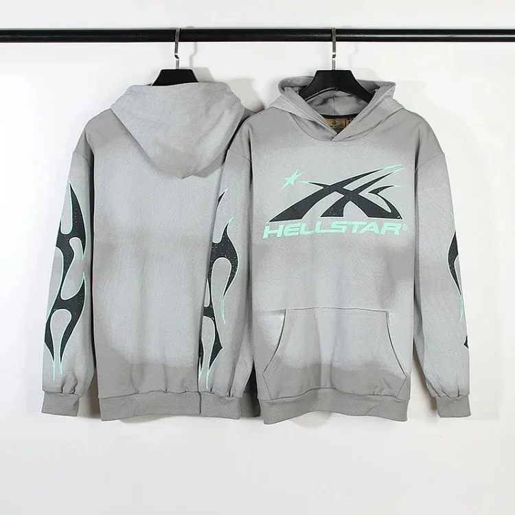 Fear of God Hello Series Fog High Street Washed and Distressed Heavy Worker Head Print Casual Sweatshirt Couple Wear Hoodie