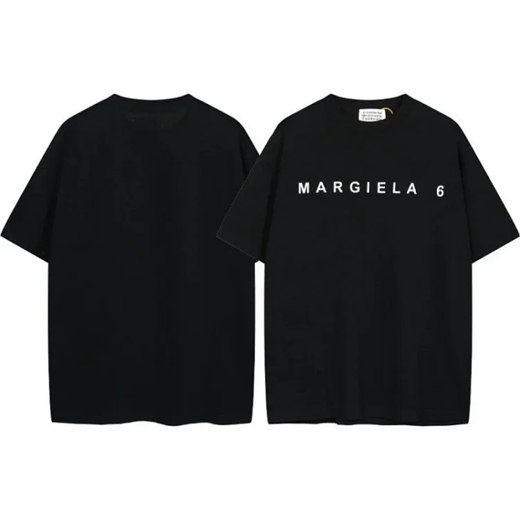 Summer loose letters MM6 embroidered label printing same style for men and women couples