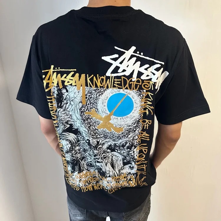 Qiwujia Stussy Crow Is Coming Luminous Fluorescent Short-sleeved Cleanfit Popular 260g Heavy T-Shirt