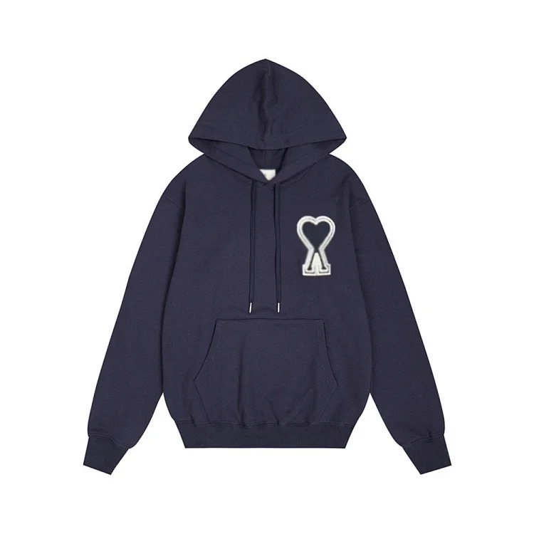 Sweatshirt autumn and winter new long-sleeved hooded unisex small love flat embroidered hoodie